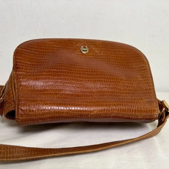 ETIENNE AIGNER vintage croc embossed cognac leather crossbody bag - Picture 5 of 16